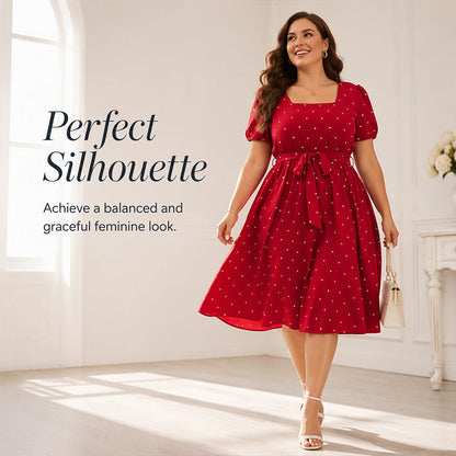 👗 Sukienka w Grochy dla Kobiet Plus Size
