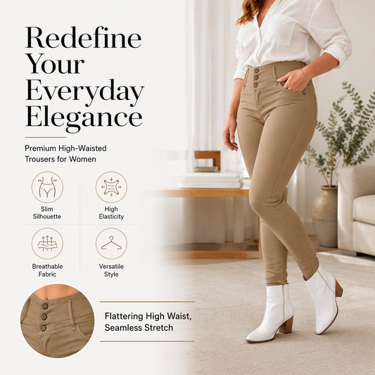 ✨ Női sztreccs magas derekú skinny nadrág – előnyös szabás & mindennapi kényelem