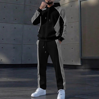 Men's Color-Block Zip-Up Hoodie & Sweatpants Set-10