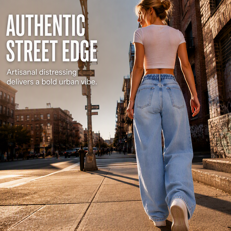 ✨ Effortless Everyday Style FREE SHIPPING | Women's Distressed High-Rise Wide-Leg Jeans-3
