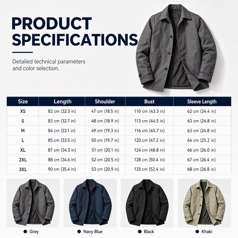 🌧️ More Coverage, Sharper Style | Men's Waterproof Mid-Length Trench Coat⚡Free shipping-7