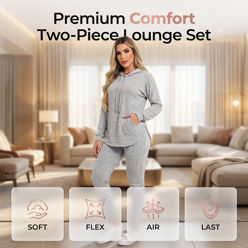 🌸💖 Cozy Matching Style, Easy Everyday Fit | Women's Hooded 2-Piece Set