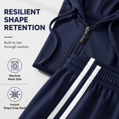 Women's Striped Zip-Up Hoodie & Pants Set-6