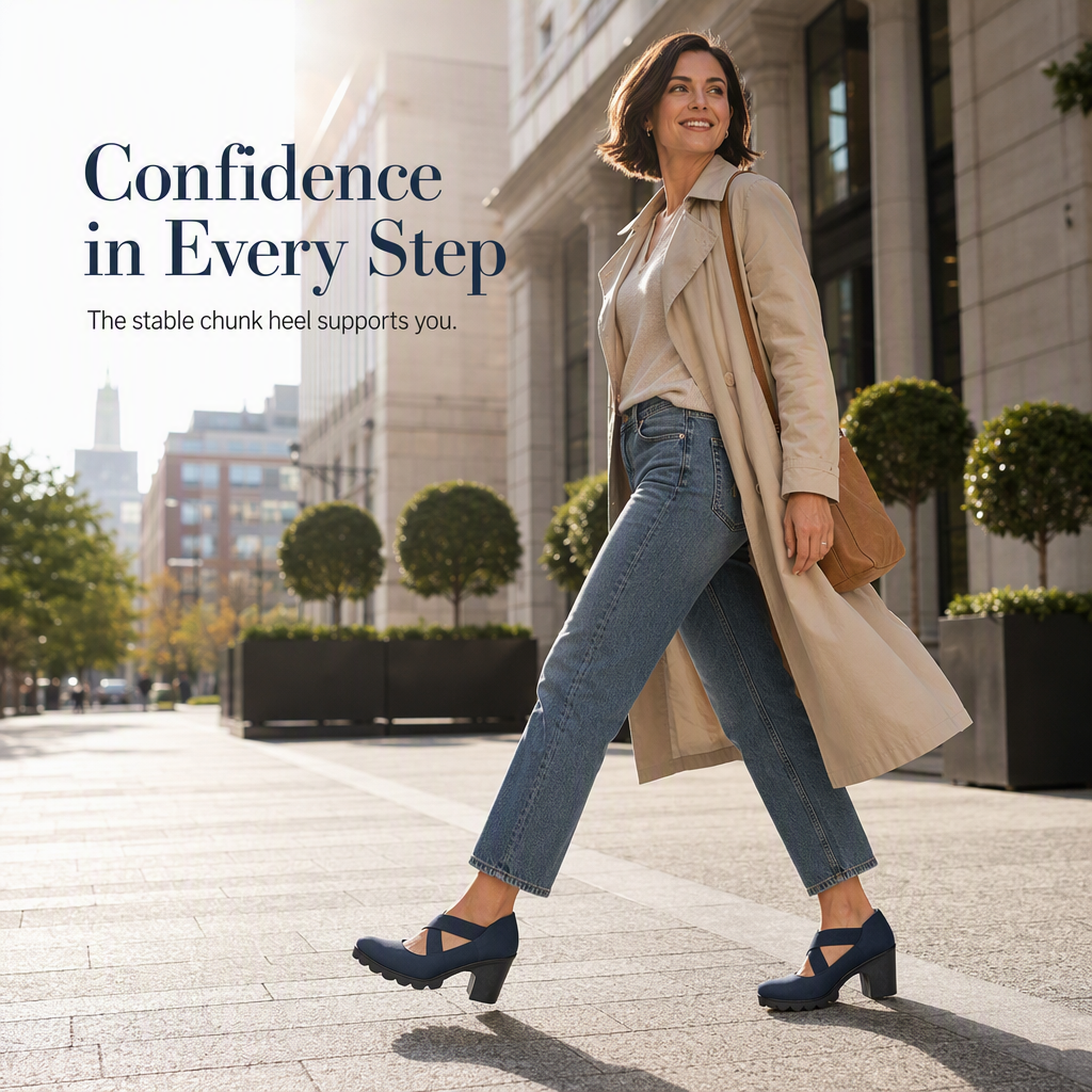 🎉🎁🔥Women's Round Toe Crisscross Strap Mary Jane Shoes – Chunky Heel Platform Cutout High Heels