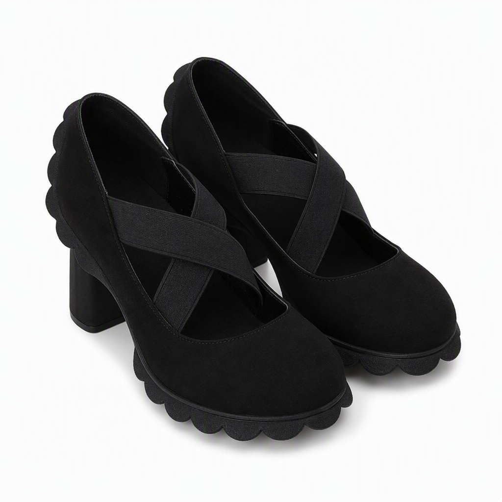 🎉🎁🔥Women's Round Toe Crisscross Strap Mary Jane Shoes – Chunky Heel Platform Cutout High Heels