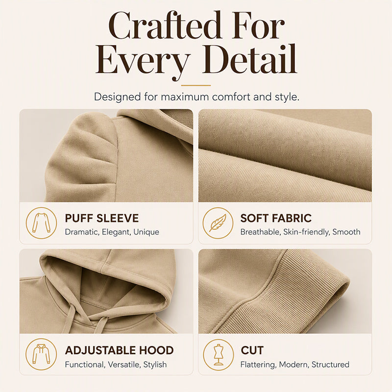 🧥 Women's Casual Chic Puff Sleeve Hoodie | Effortless Style & Everyday Comfort ✨