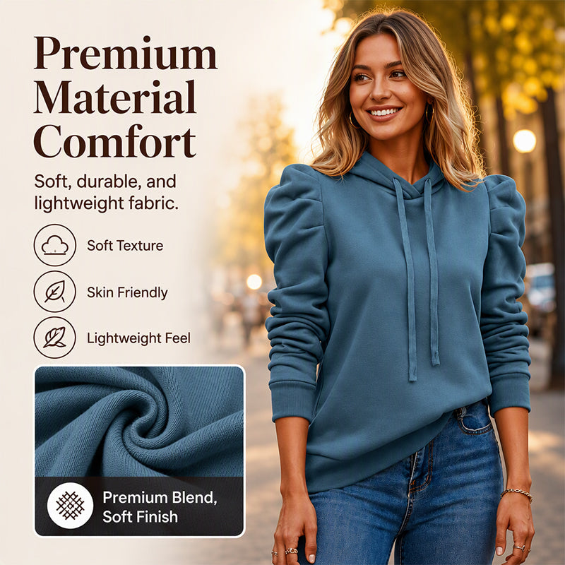 🧥 Women's Casual Chic Puff Sleeve Hoodie | Effortless Style & Everyday Comfort ✨