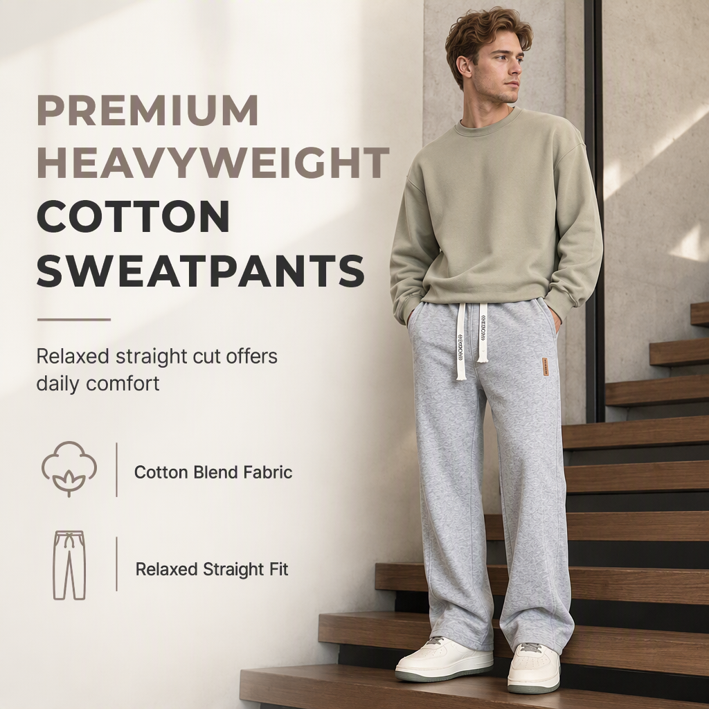 👖 Men's Loose Fit Straight Leg Sweatpants Thick Casual Wide Leg Sports Pants for Autumn and Winter