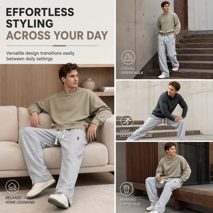 👖 Men's Loose Fit Straight Leg Sweatpants Thick Casual Wide Leg Sports Pants for Autumn and Winter