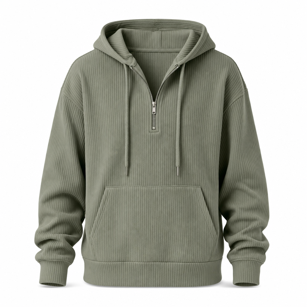Vintage Casual Long Sleeve Corduroy Striped Hoodie Sweatshirt