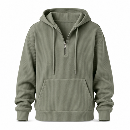 Vintage Casual Long Sleeve Corduroy Striped Hoodie Sweatshirt