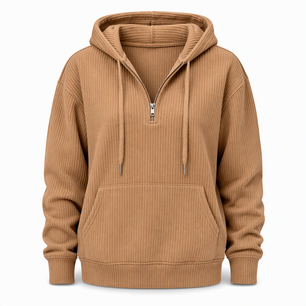 Vintage Casual Long Sleeve Corduroy Striped Hoodie Sweatshirt